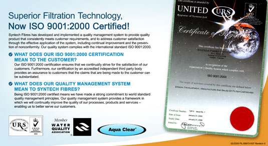 Superior Filtration Technology, Now ISO 9001:2000 Certified!